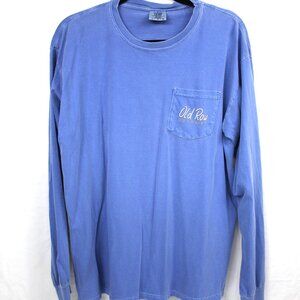 Old Row Outdoors Men's Blue Pocket L/Sleeve T-Shirt Man Fly-Fishing Bass Graphic